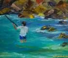Статуэтка Fishing.Bali oil, canvas