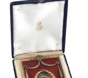 Русская серебряная эмаль, бриллианты, рамка Николая II
