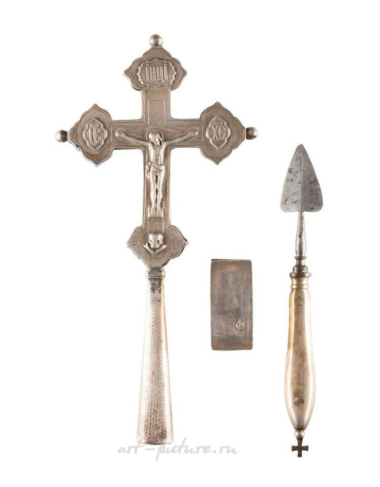 Russian silver , BLESSING CROSS, HOLY LANCE AND GIFT BEARER