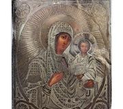 Антикварная русская икона из серебра 84-й пробы XIX века