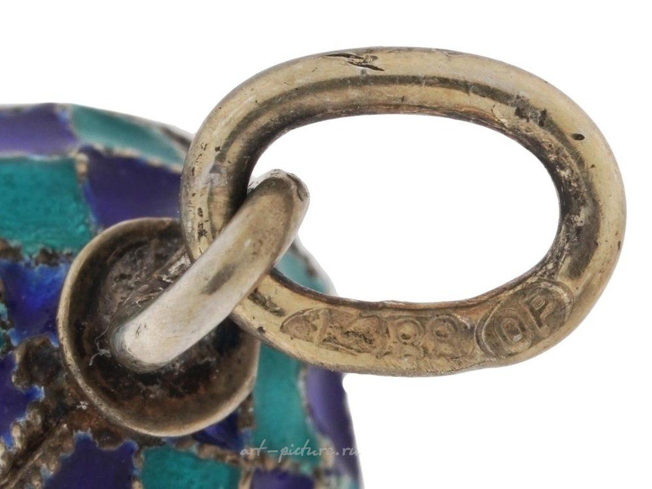 Russian silver , RUSSIAN GILT SILVER CLOISONNE ENAMEL EGG PENDANT
