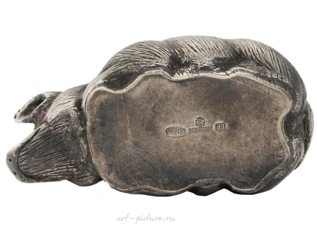 Russian silver , RUSSIAN SILVER FIGURE OF A PIG WITH RUBY EYES