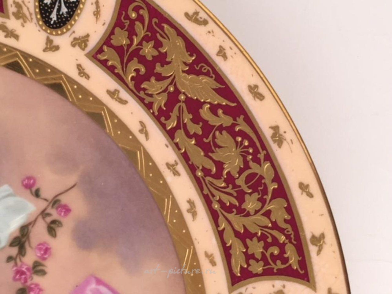 Royal Vienna Porcelain , Royal Vienna portrait plate of a Grecian lady playing music.