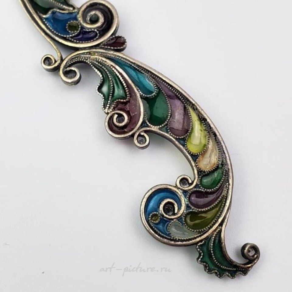 Russian silver , Antique Sterling Silver Plique a Jour Spoon c.1900