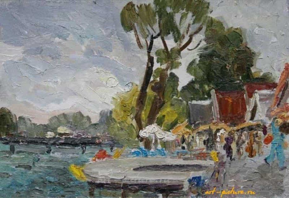 Тракай. Базарные лавки. Литва. Картон, масло. 20 х 30 см.