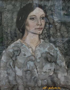 купить Девушка в сером. Бумага, акварель. 66 х 56 см.