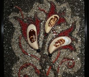 Lilies for the jester of mosaic on glass