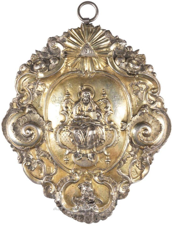 Русское серебро , Икона с изображением восседающего Христа Спасителя