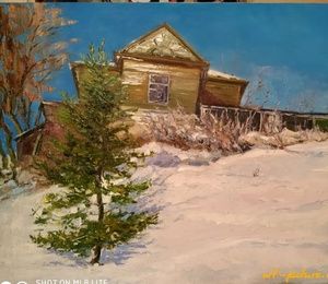 Winter landscape oil, canvas