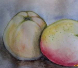Belarusian apples of watercolor, paper