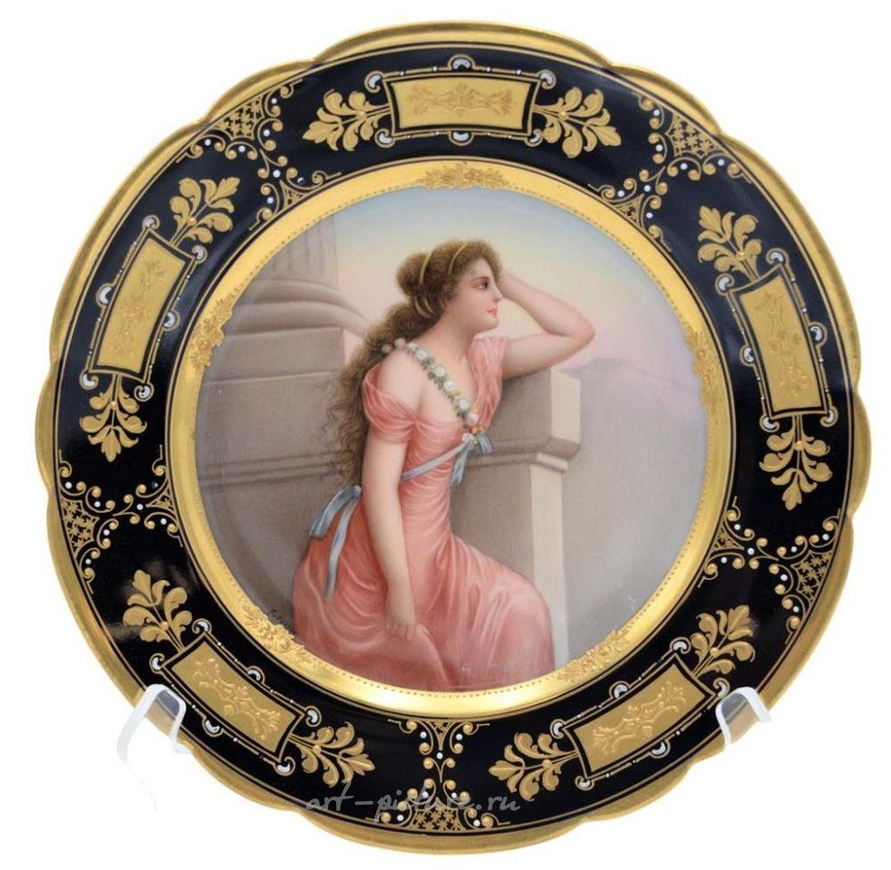 Royal Vienna Porcelain , Royal Vienna Portrait Plate, hand painted with high relief b...