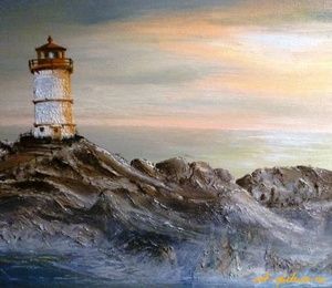 Lighthouse oil, canvas on cardboard