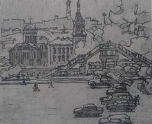 Смоленск. Переходной мост. Офорт. 21 х 21 см.