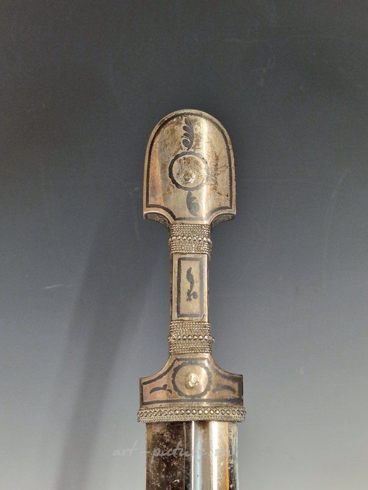 Russian silver , A 19th century Russian KINJAL DAGGER with niello decoration ...