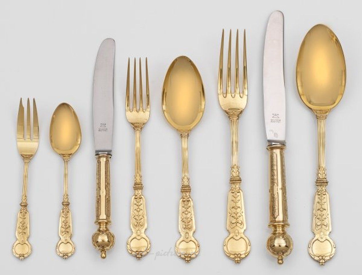 Exquisite dining utensils for six persons.