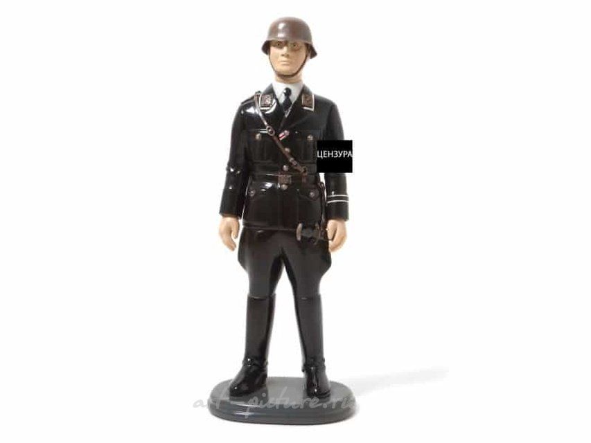 Author's sculpture made of stone "German Officer of World War II." Gemstones, details of the equipment - silver.