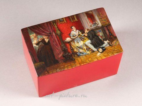Русское серебро, Шкатулка "Неравная пара" из папье-маше и лака