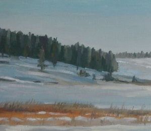 Winter canvas on cardboard, oil