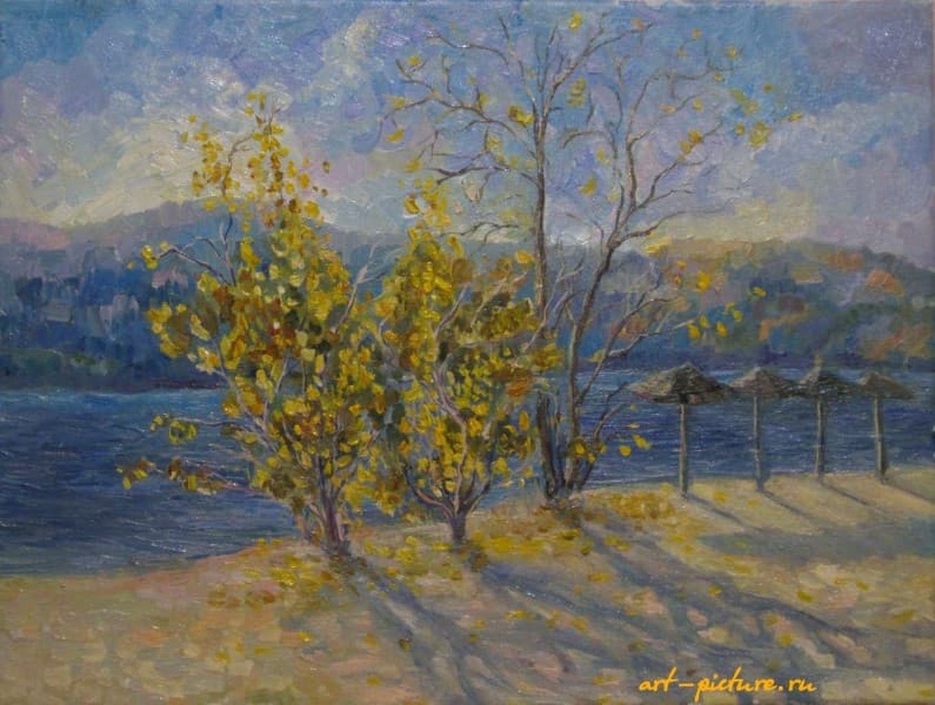 Купить картину "Осень, Волга, пляж Холст, масло ", Художник Бузина ...