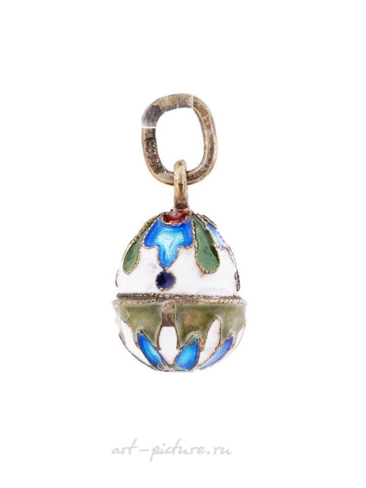 Russian silver , RUSSIAN GILT SILVER CLOISONNE ENAMEL EGG PENDANT