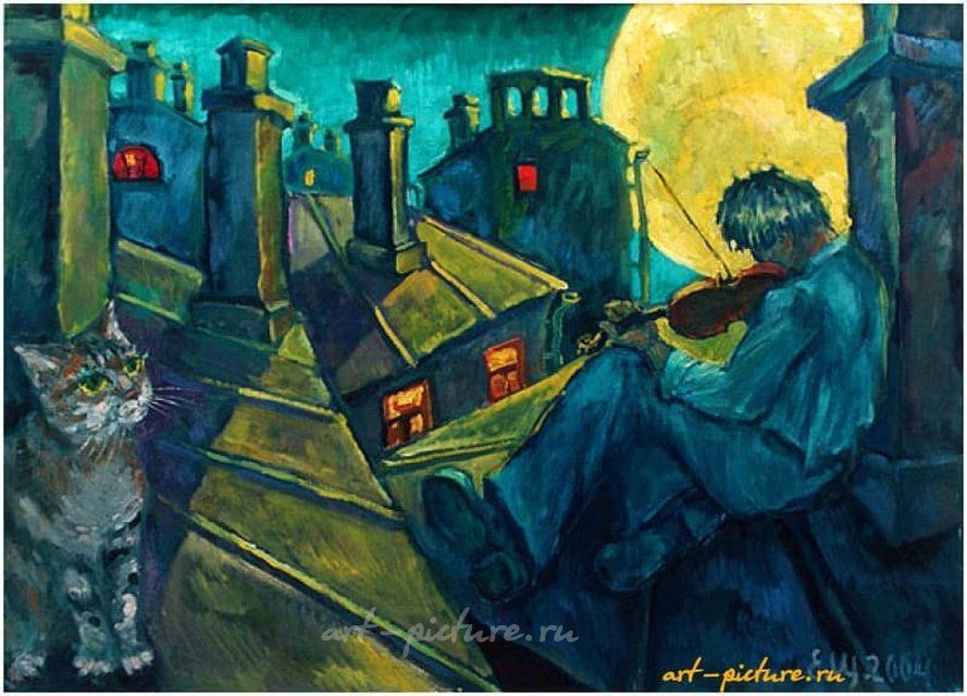 "Violin on the Roof Canvas, oil"