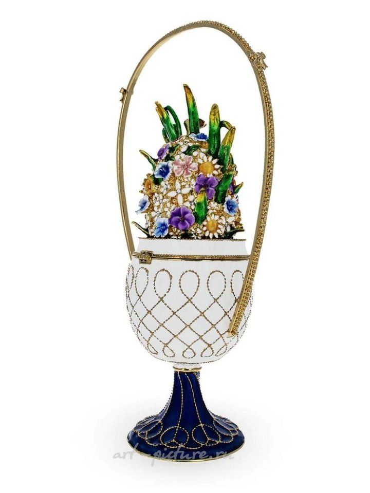 Russian silver , 1901 BASKET OF FLOWERS ROYAL IMPERIAL INSPIRED EGG