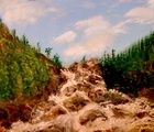 купить КБР горная река масло холст ДВП 