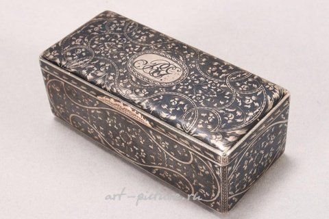 Russian silver, 19th Century Russian Silver and Niello Snuff Box