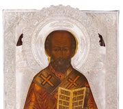 Антикварная русская православная икона святого Николая