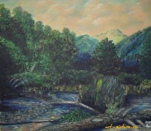 Arkhyz (mountain landscape) oil, canvas on cardboard