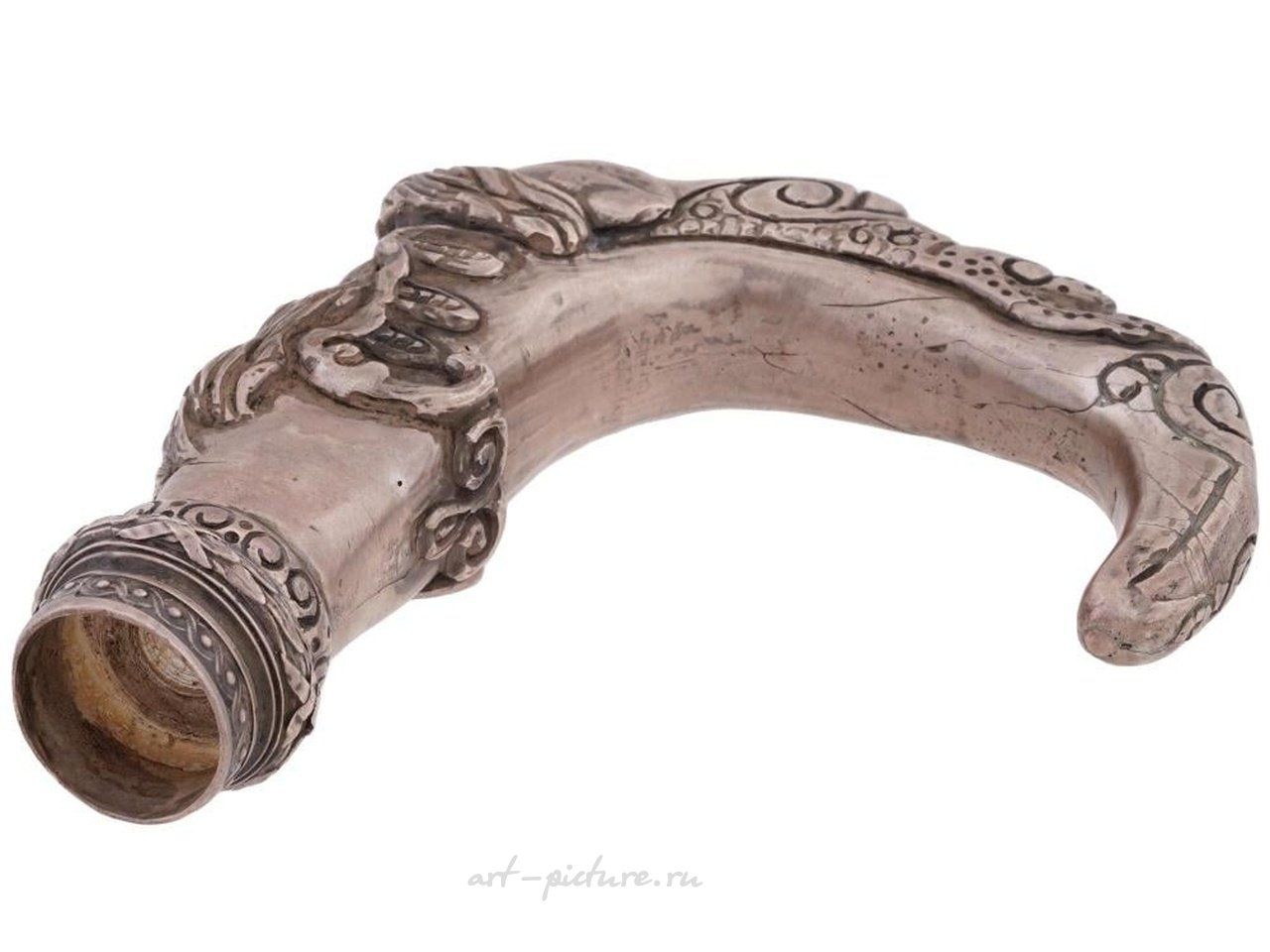 Russian silver , LARGE RUSSIAN SILVER CAST ARCHED CANE HANDLE