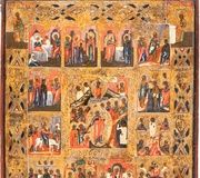 Икона праздника с четырьмя Евангелистами, Россия, конец XIX в.