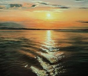 Sunset on Irtysh oil, canvas