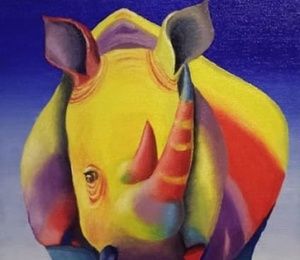 Rhino canvas, oil