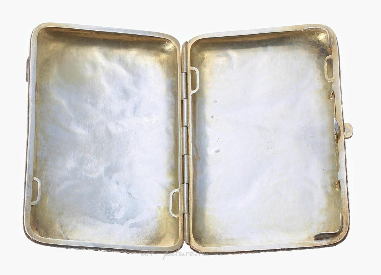 Russian silver , Fine Russian silver-gilt cloisonne and plique a jour cigarette case.