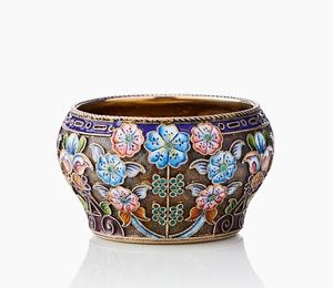 Solonka.Silver, gilding, enamel.Russian Empire (Russia), 69 gr, 88 pr, height 2.7 cm, top diameter 3.5 cm