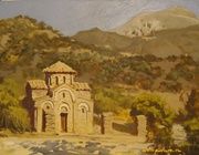 The Byzantine church in the mountains.Oil, Orlit