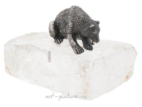 Russian silver, RUSSIAN STERLING SILVER FIGURINE OF A BEAR