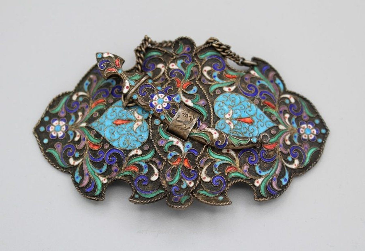 Russian silver , A late 19th century Russian silver and enamel Kovsh, marks r...