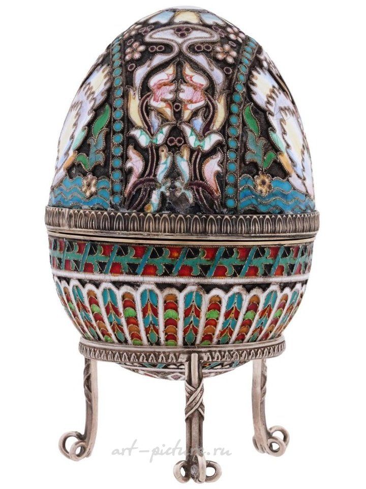 Русское серебро , Серебряная шкатулка в форме пасхального яйца