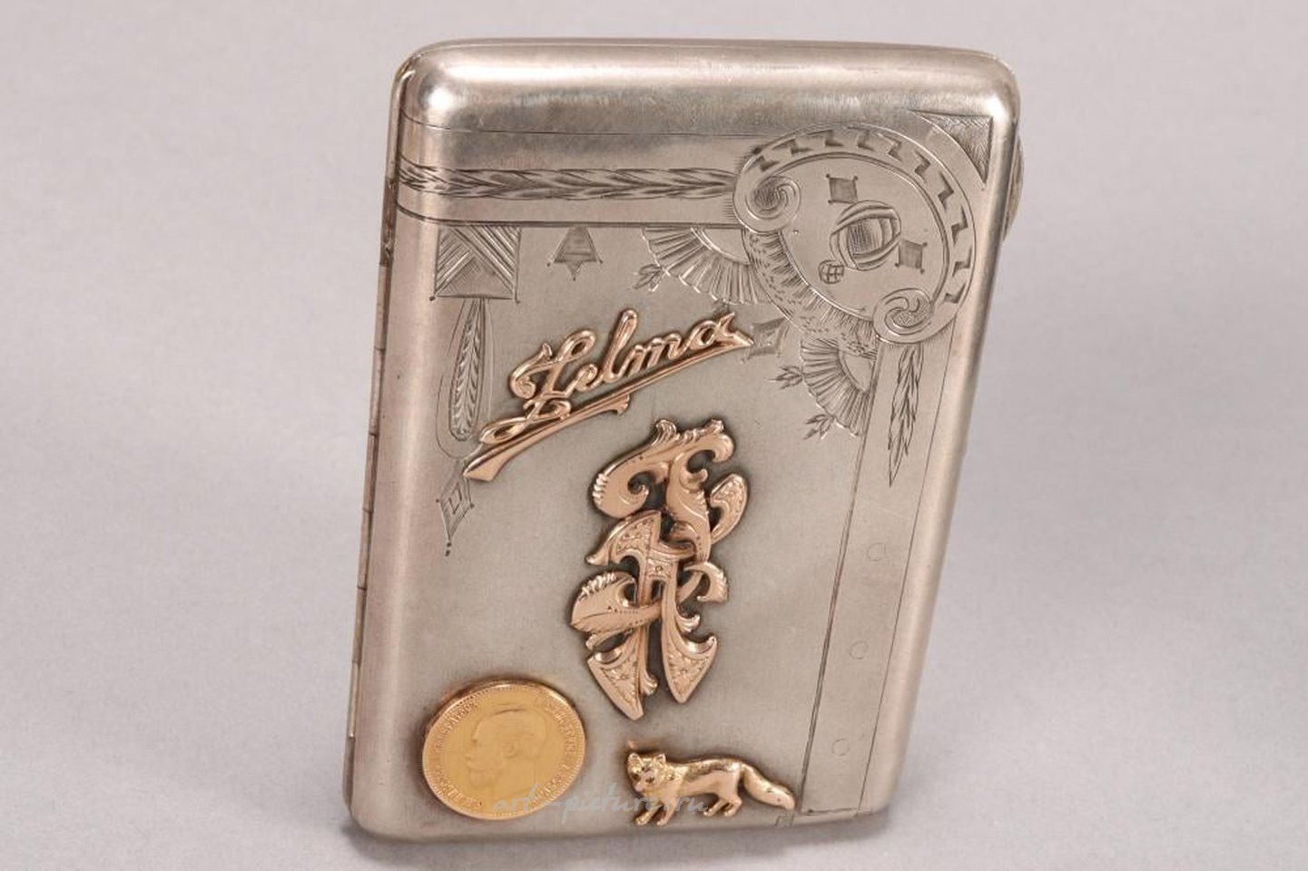 Russian silver , Russian Silver Cigarette Case.