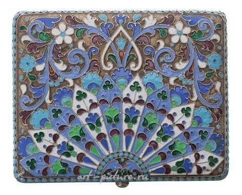 Russian silver, Russian silver-gilt and cloisonné cigarette case, the cover with...