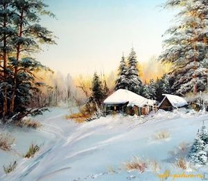 Winter morning oil, canvas