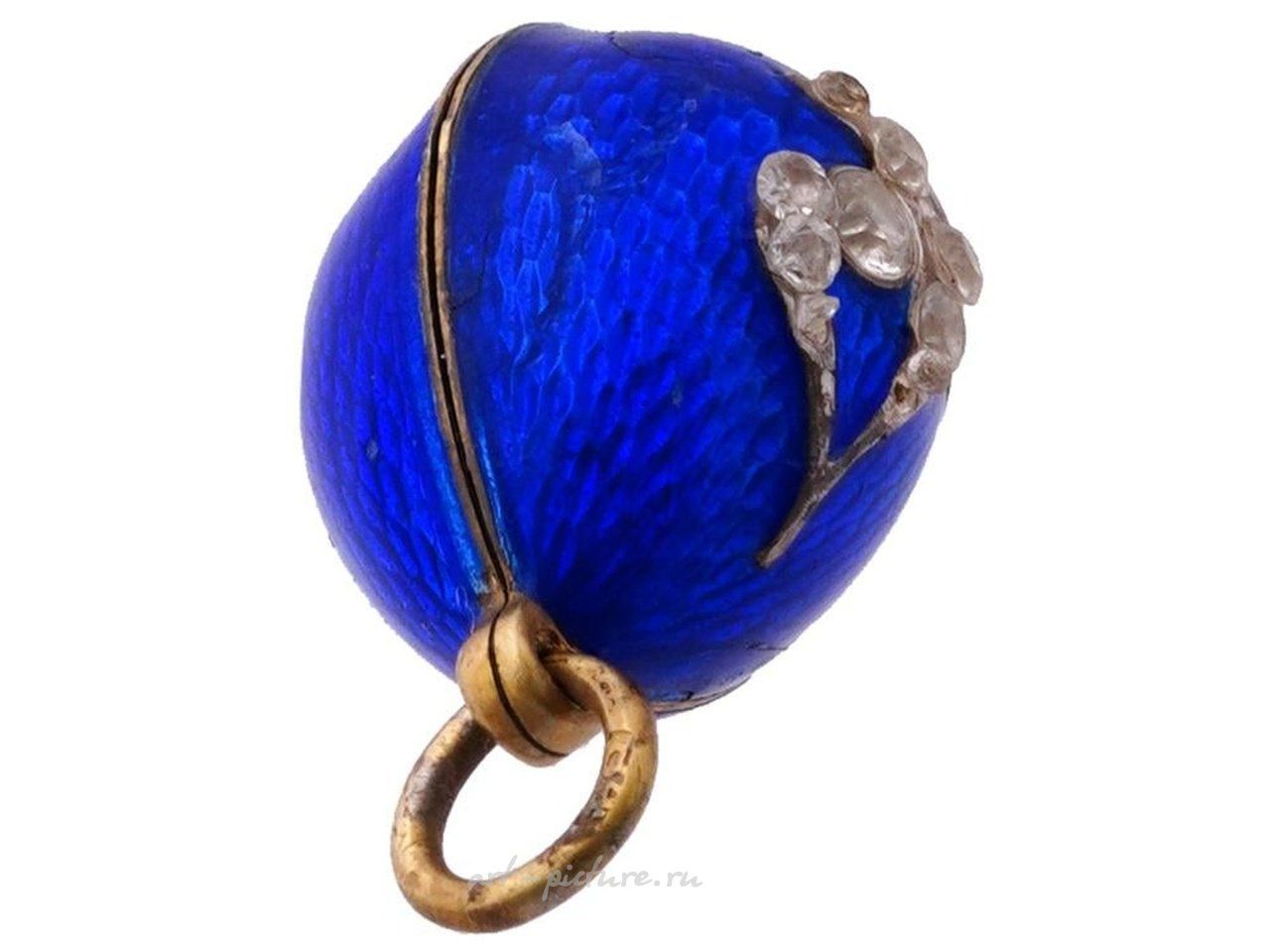 Russian silver , RUSSIAN GILT SILVER ENAMEL DIAMONDS EGG PENDANT