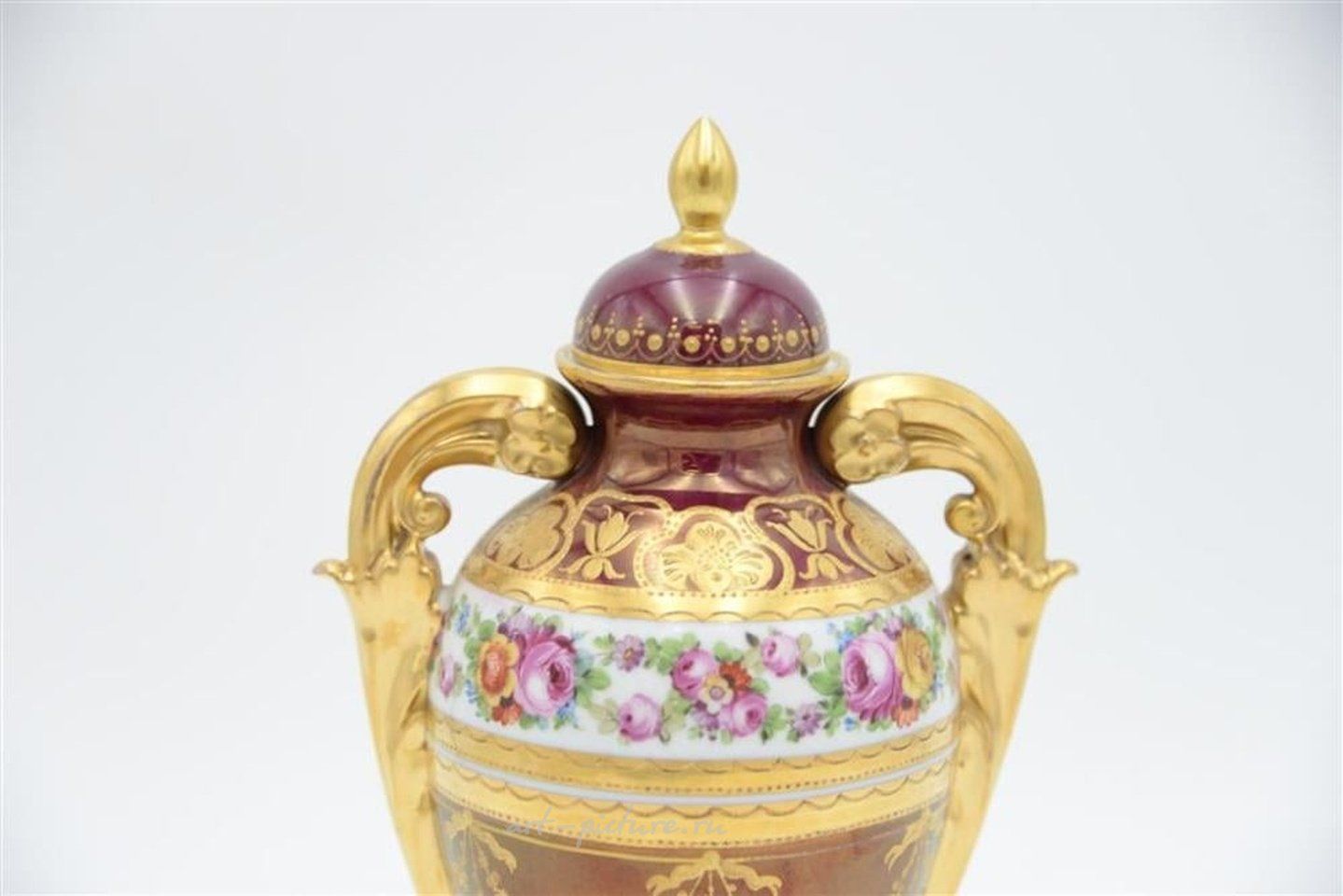 Royal Vienna Porcelain , Royal Vienna Covered Portrait Urn, having two handles along ...