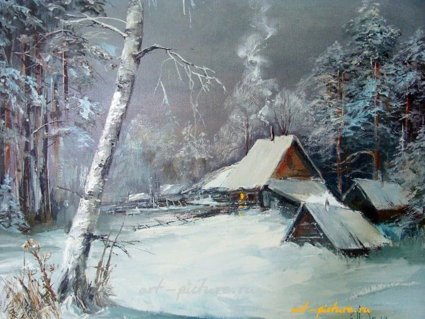 Зимний вечер масло,холст