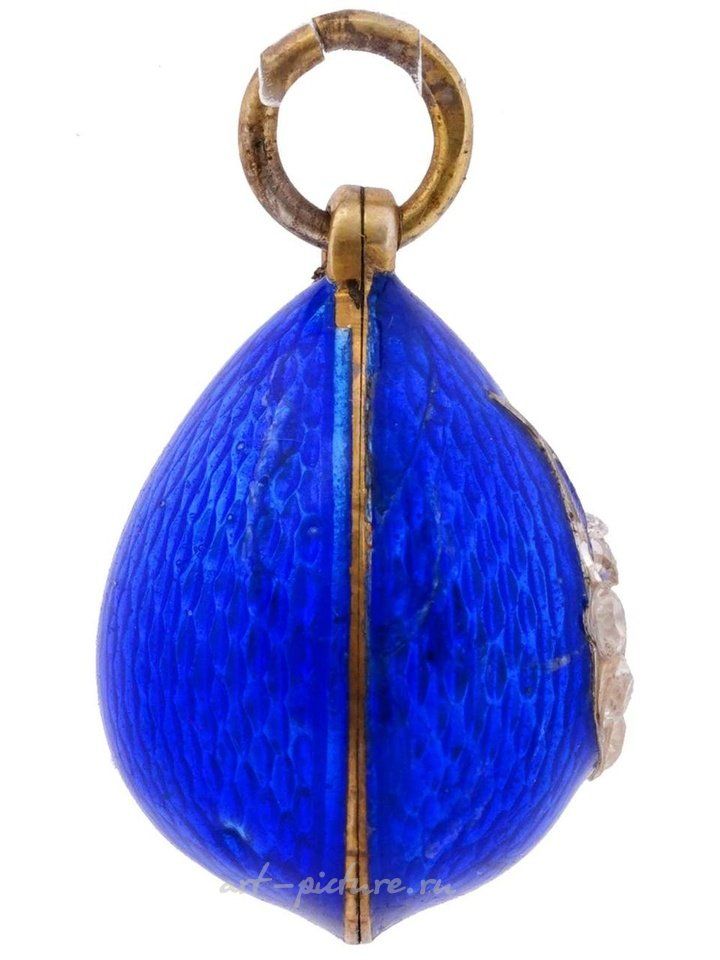 Russian silver , RUSSIAN GILT SILVER ENAMEL DIAMONDS EGG PENDANT