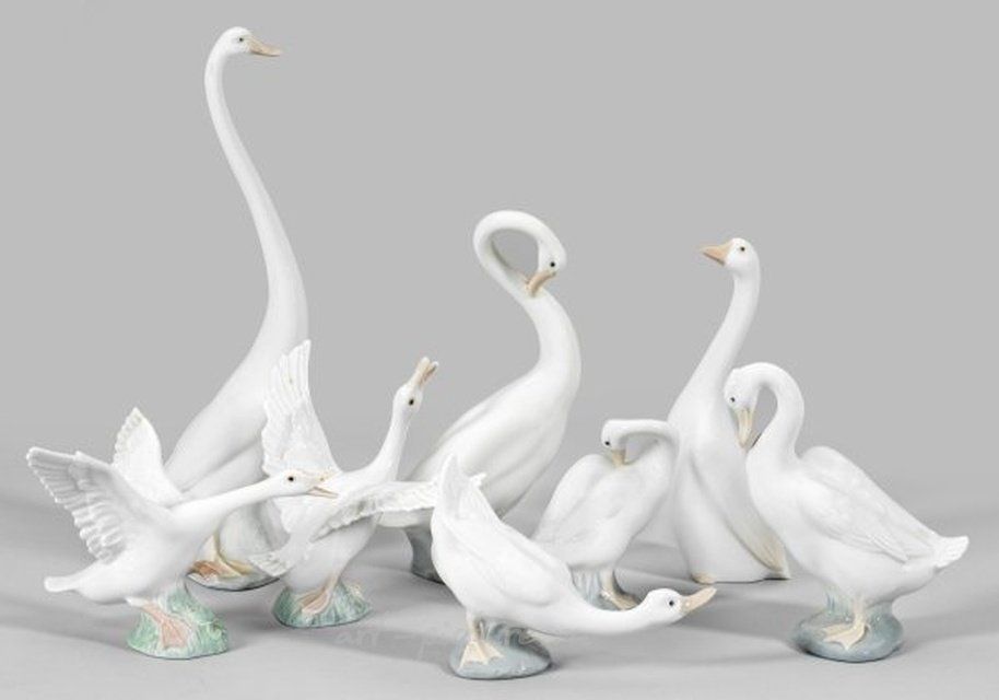 Eight goose figures