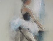 Ballerina by the window pastel, paper