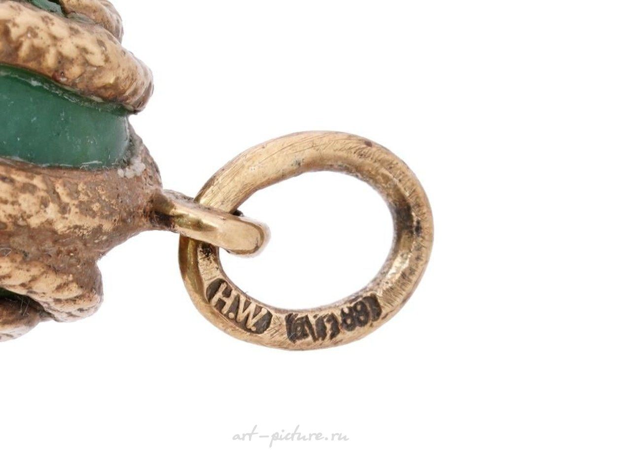 Russian silver , RUSSIAN GILT SILVER JADE STONE EGG PENDANT
